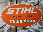 VINTAGE STIHL PORCELAIN SIGN CHAINSAW LUMBER TOOLS HARDWARE STORE SALES SERVICE