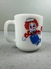 Vintage Raggedy Ann & Andy Glasbake Coffee Mug - Excellent Milk Glass