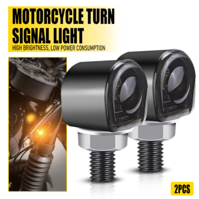 2 Indicatori Di Direzione A LED Per Moto, Mini Luce Ambra, Universale, Alluminio Nero