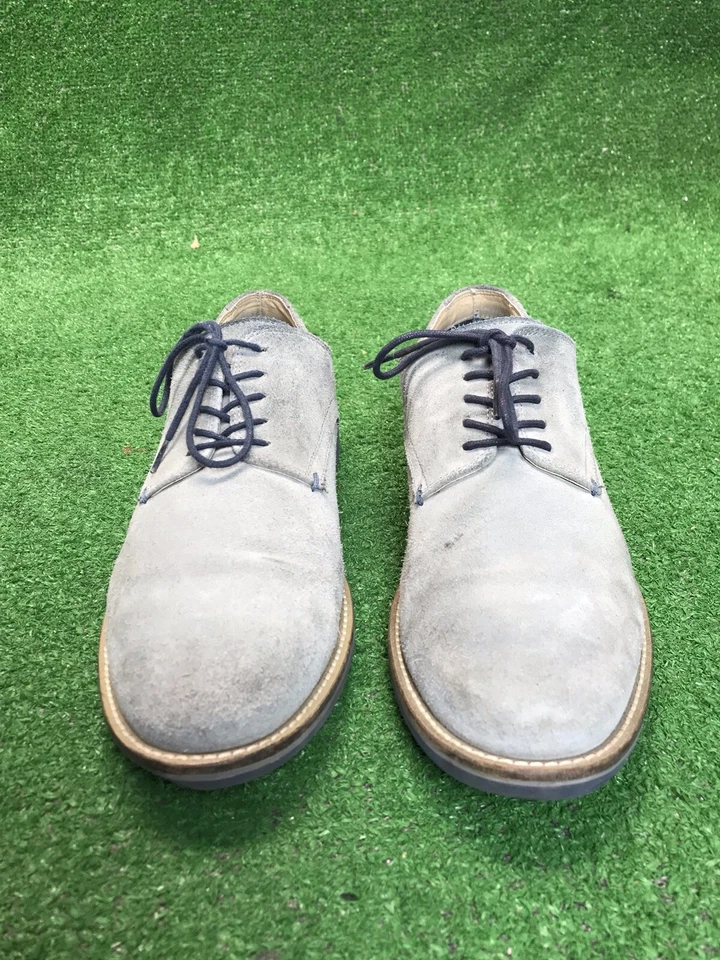 Hombres 11 M ALDO Gris Azul Gamuza Cuero Zapatos Oxford Cordones Vestido Informal Foto 2 de 4