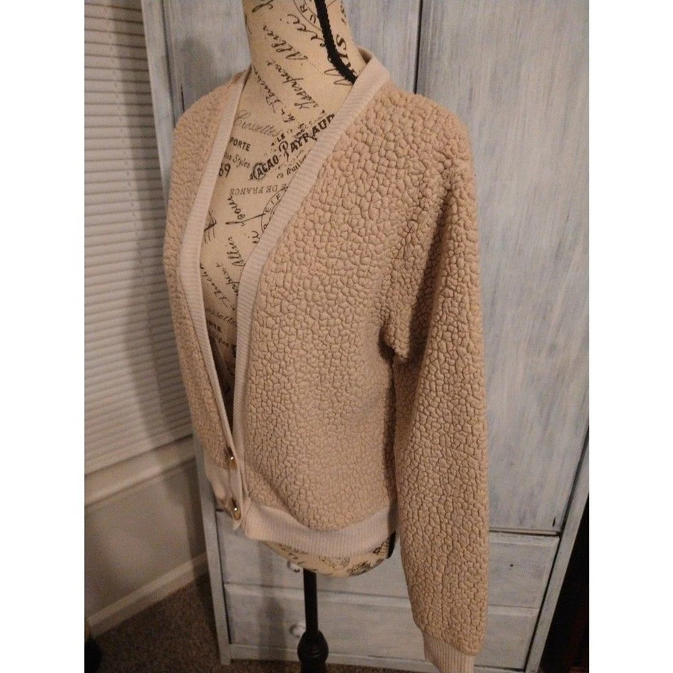 GB Cárdigan Suéter de Piel Sintética Tostado Pequeño Y2K Clásico Acogedor Foto 4 de 4