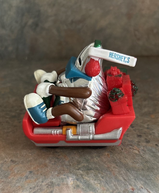 Hersheys Silver Kiss Christmas Sled Toy Moving Wheels Preowned