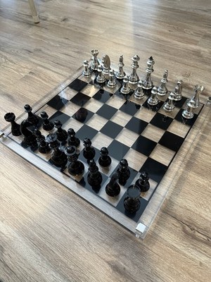 Z Gallerie Acrylic Chess Board Set 19 x19  Excellent Condition