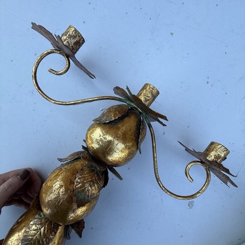 Pre-owned Dept 56 Metallic Gold Gilded Pears 3-candle holder. - Picture 3 of 9