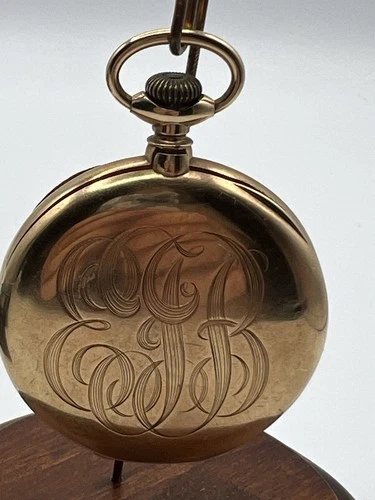 Antique 14K 1899 Gold Waltham Riverside 17 J Pocket Watch Roy Open Face Case 16S
