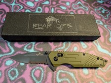 Bear OPS MC-950-OD7-BSR – OD Green / Black Serrated D2 – Made in USA – NIB
