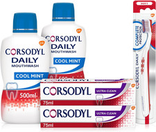 Corsodyl Gum Care Set: 2X Ultra Clean Toothpaste & 2X Cool Mint Mouthwash 500ML 32.20 per litre