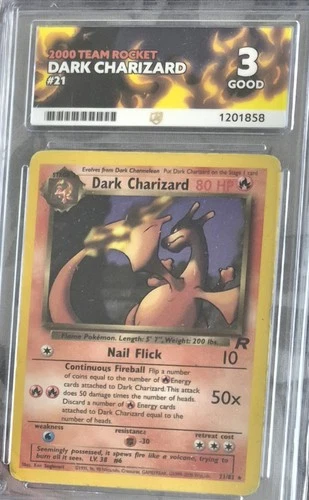 Dark Charizard 21/82 Team Rocket 2000 English HP80 Ace Grading 3