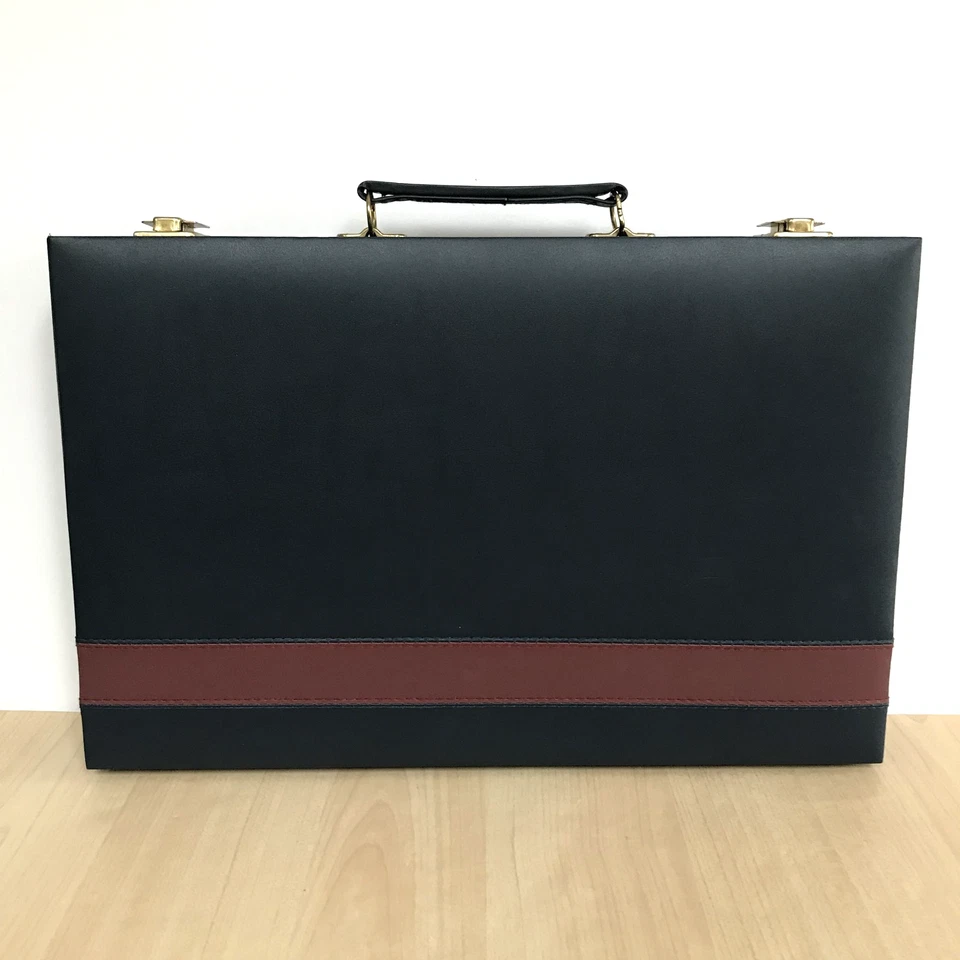 Backgammon Set in Navy Faux Leather Felt Lined Case 37x24cm Vintage Complete - Image 2 of 4