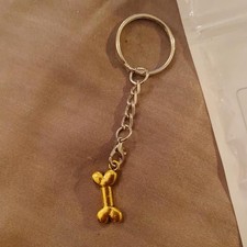 Gold Dog Bone Keychain Gift Pet Puppy Handmade Animal Love Cute Faux Car