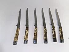 Vintage Briddell Carvel Hall Set of 6 Steak Knives Ivory Colored Handles