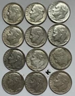 Lot of (12) Roosevelt Dimes 90% Silver Dates 50's & 60's   [K]