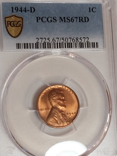 1944 D PCGS LINCOLN WHEAT CENT MINT STATE MS 67 MS67 RED RD