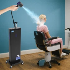 Black Nano Hair Steamer 800ml Tank 9-Level Mist Adjustable Stand for Salon Use