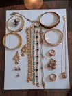 Vintage 17 925 14k 2 Gold Studs Blue Topaz Cz Necklaces Bracelet Rings Lot