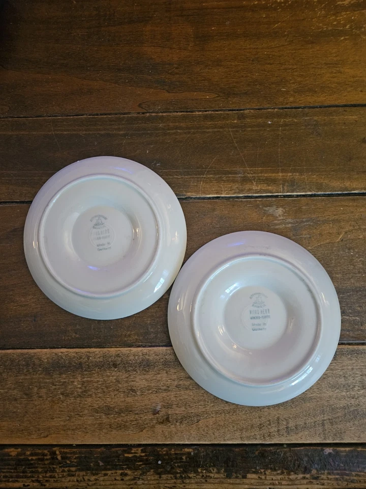 Juego De 2 CENICEROS REDONDOS DE PORCELANA CERVEZA VINTAGE ALEMANES MÜNCHNER HOFBRÄU DESDE 1589 Foto 3 de 4