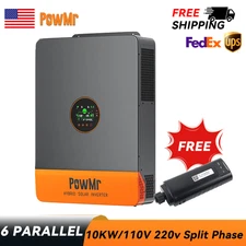 Powmr 10KW 48Vdc Solar Hybrid Inverter 110/240V Split Phase Parallel 6X PV 500V 