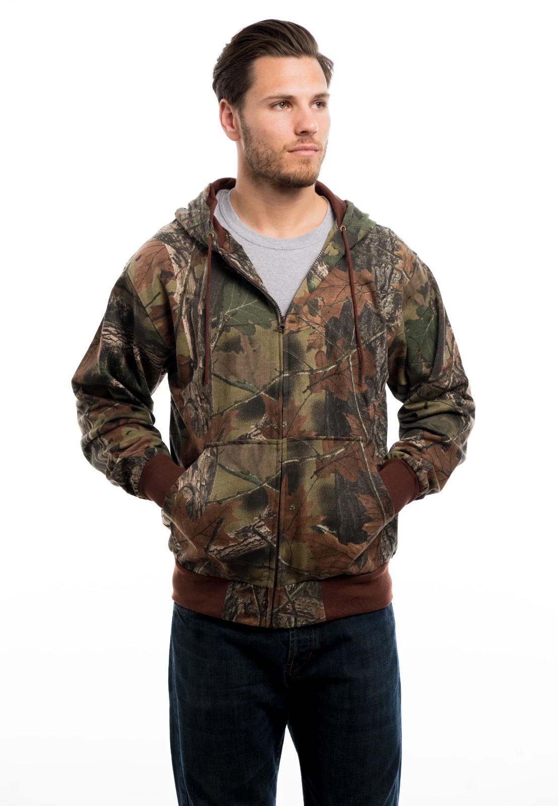TrailCrest Men'sCotton Blend Camouflage / Faded Camo Zip Hoodie Jacket Outerwear - product detail image 2