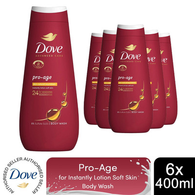 Dove Advanced Care Body Wash Pro Age for 24Hrs Renewing Micromoisture 400ml, 6er Pack