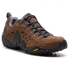 Merrell Men’s Intercept Trail Hiking Shoes Vibram Leather Sneaker Dark Earth