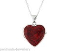 Chain Red Enamel Gift Boxed Sterling Silver Heart Locket Pendant and