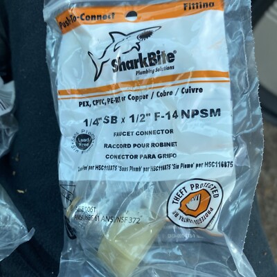 SharkBite U3525LFA 200 PSI Brass Faucet Connector 1/4 PTC x 1/2 FPT Dia. in.