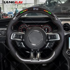 Real Carbon Fiber Led Steering Wheel Fit Ford Mustang Gt 2018-2023 No Heated