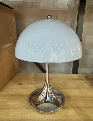 Panthella Portable Metal Table Lamp 10"-Chrome and Blue