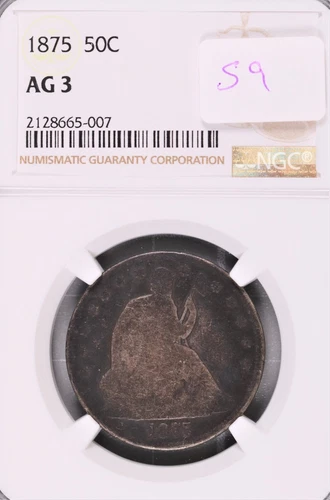1875 Seated Liberty Silver Half Dollar NGC AG-3 #5-007