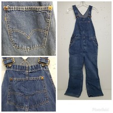 Vintage Levi Orange Tag Bib Overalls Jeans 28 x 25 Exposed Back Pocket Rivets