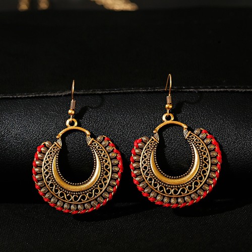 Mujeres Boho Patrón Retro Puño Ahuecado Elegante Gancho Pendientes Joyería Regalo - Imagen 52 de 140