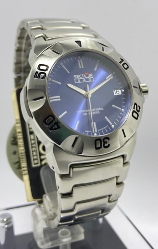 SECTOR,MENS,QUARTZ,DATE,BLUE DIAL,SWISS MADE,WR 100M,NEW OLD STOCK,FREE SHIP. - Imagen 6 de 24