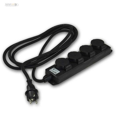 Robuste 4-fach Aussen Schuko Steckdosenleiste sw Steckdose Mehrfachstecker IP44