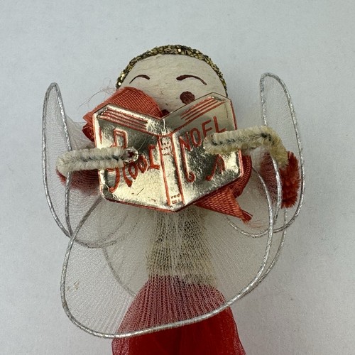 2 Choir Boy Figurine Christmas Decoration Tulle Cloth Wire Foil Retro Vintage - Picture 13 of 23