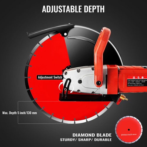 VEVOR Electric Concrete Saw 355mm Cutter Wet Dry Demo Saw Masonry Saw