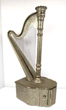 19" Fred Zimbalist Harp Nickel Silver Thorens 2 Tune Swiss Music Box Hear It