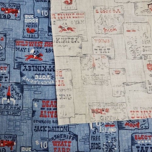 Vintage Cotton Fabric 1800s 1900s Gilded Age Wild West Event Handbills Blue Red - Picture 3 of 3