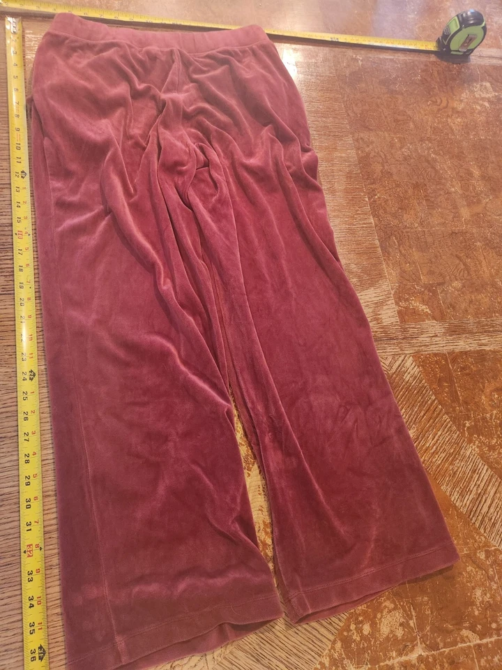Nicole Miller Velvet Maroon Pull-On Pants Pockets Stretch Straight Medium #S121 - Image 3 of 3