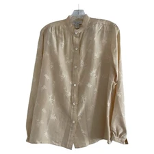 INSIGHTS by Blum International Women’s Yellow Silk Button Down Blouse-Size 13/14