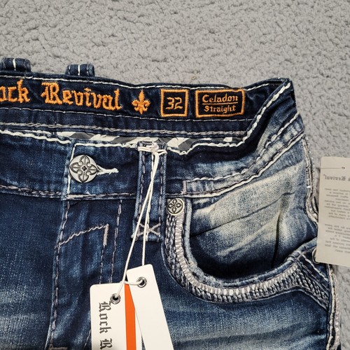 Rock Revival "Celadon" Straight Blue Jean Men Sz 32 x 31 NEW - Picture 4 of 5