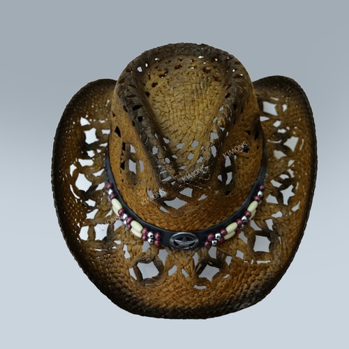 Star Cowgirl Hat Straw Vintage Beach Western Concert Women's Cowboy Fedora - Picture 5 of 11