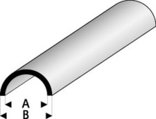 Maquett 403-54 Profiled in Styrene Half Round - A 3.5mm / B 5mm x 30 cm - 2 pcs