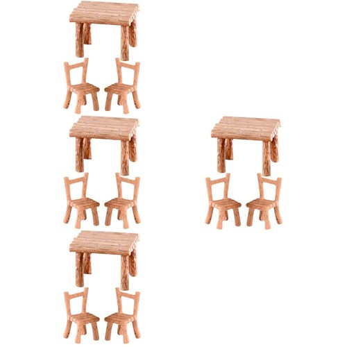 4 Sets Simulierte Gartentische Und Stühle Deko Schreibtischstuhl - Bild 6 von 12