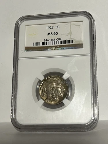 1927-P 5c Buffalo Nickel. NGC MS-65. Better Date!