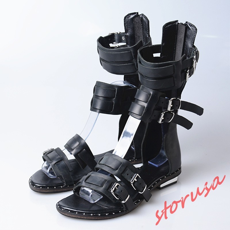 Womens Vintage Buckle Strap Flats Roma Sandals Boots Boots Boots Open Toe Real Leather shoes ff7633 Womens Vintage Buckle Strap Flats Roma Sandals Boots Boots Boots Open Toe Real Leather shoes ff7633