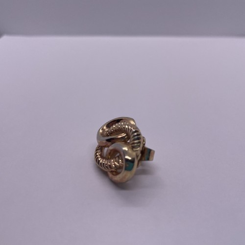 Ciondolo Vintage Corona Trifari Firmato Clip On, 3 Cerchi Intrecciati, Oro 10KT - Foto 5 di 11