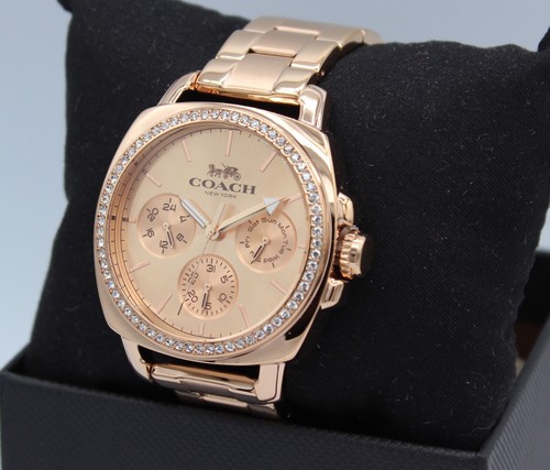 NEW AUTHENTIC COACH PERFECT BOYFRIEND ROSE GOLD CRYSTALS WOMEN'S 14503131 WATCH - Picture 14 of 23