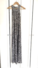 BANANA REPUBLIC Knit Maxi Dress size Small White Brown Geo Print Halter Neck