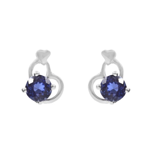 Flawless Ceylon Royal Blue Sapphire 925 Sterling Silver Gemstone Earrings 6x6 MM - Picture 3 of 4