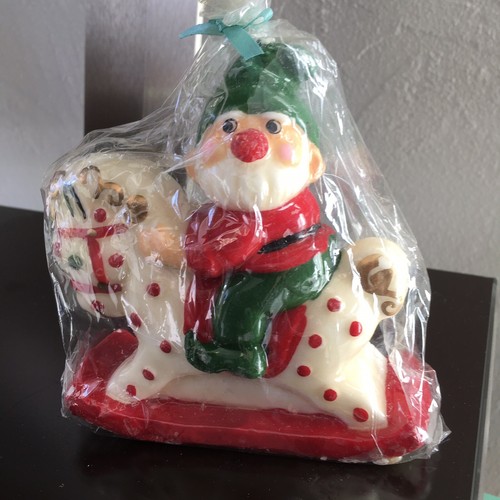 Vintage 80's Elf/Pixie on Rocking Horse Wax Candle KMART Unopened